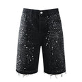 Purple Brand Crystal Diamond Denim Shorts #5103