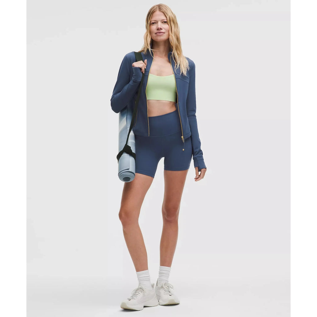Lululemon Women's Define Cropped Jacket Nulu in Blue Twill/Gold/Gold
