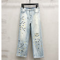 AMIRI Blue MA Quad Embroidered Flare Jeans