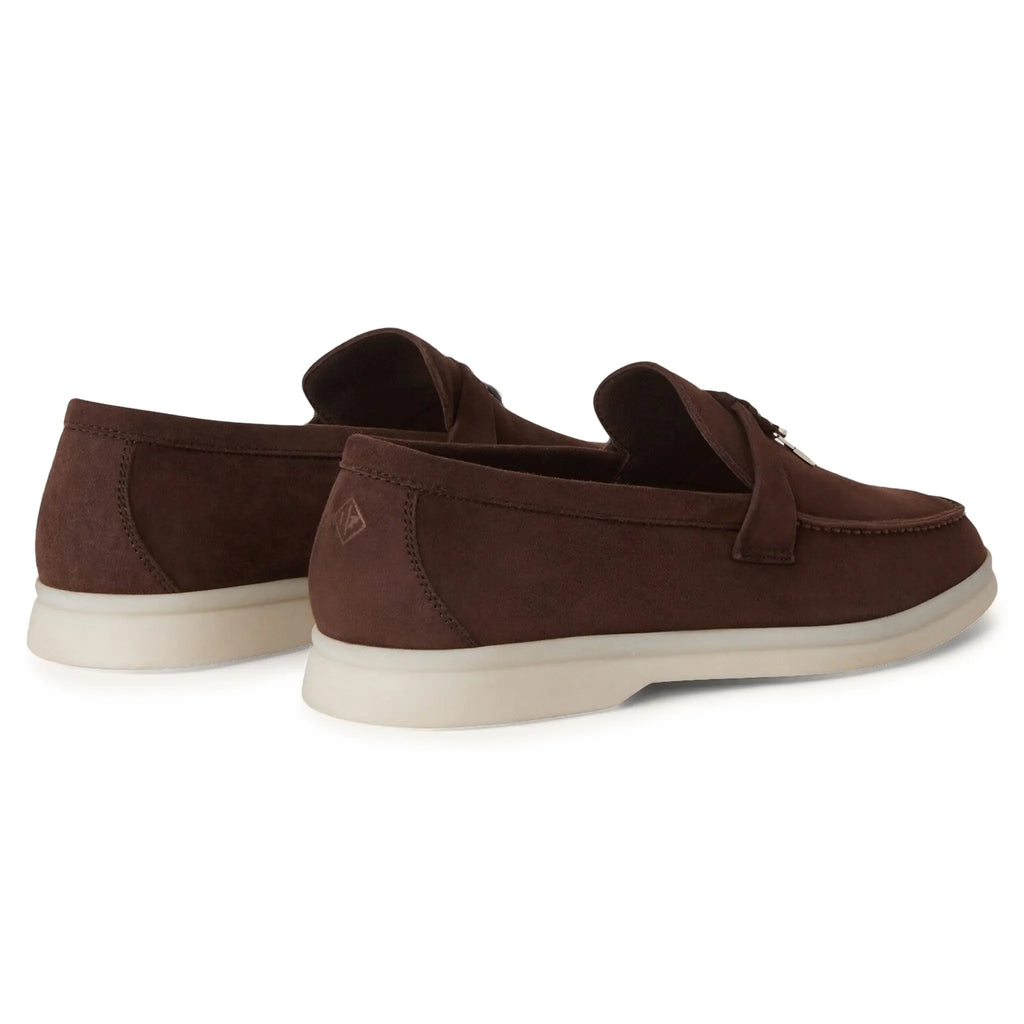 Loro Piana Summer Charms Walk Suede Chocolate Loafers
