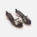 Chanel Black Leather PVC Sandal