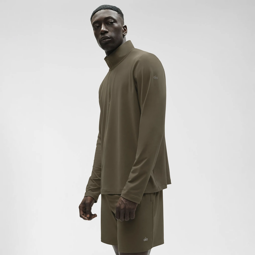 Alo Yoga Conquer Reform Olive Tree L/S 1/4 Zip