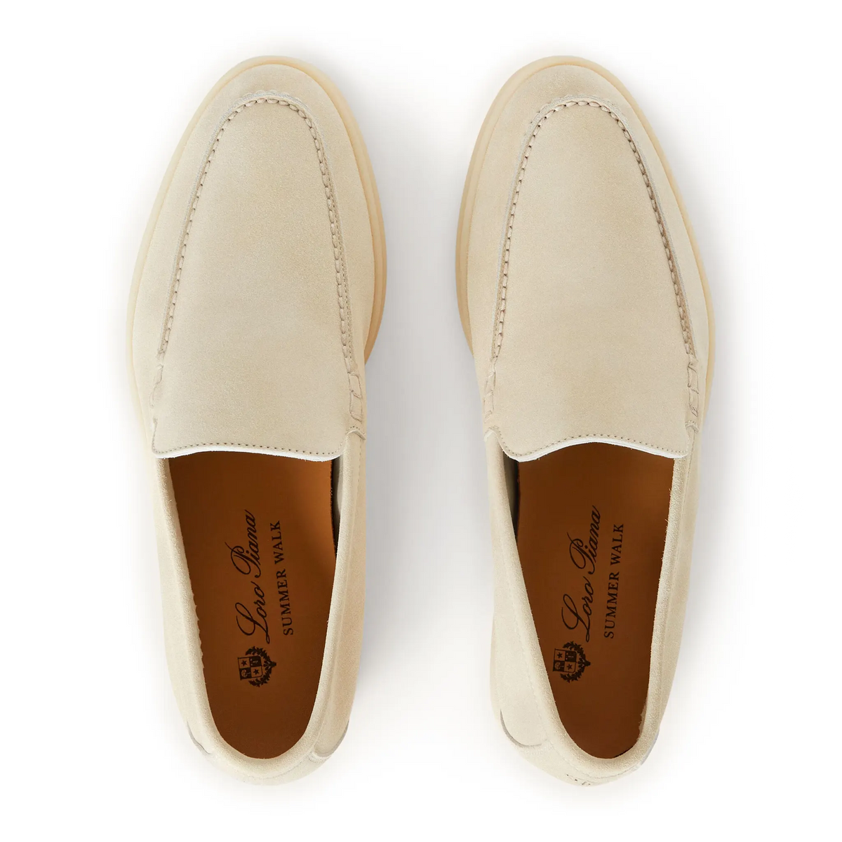 Loro Piana Summer Walk Suede Nougat Loafers - Beige