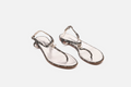 Chanel Silver & Black Plaid T Strap Sandal