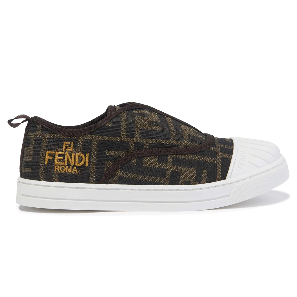 Fendi FF Logo Kids Brown Trainers - Black