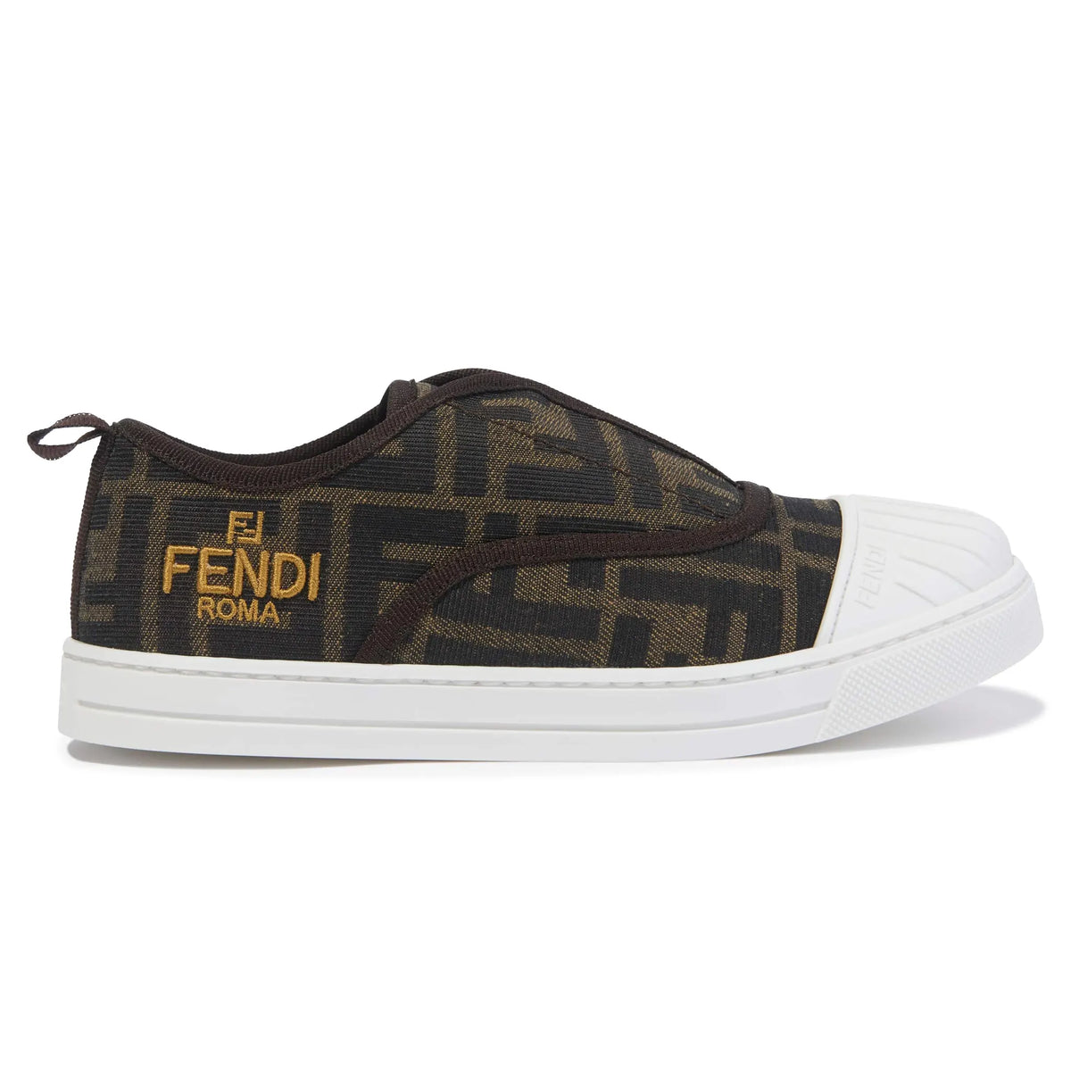 Fendi FF Logo Kids Brown Trainers - Black